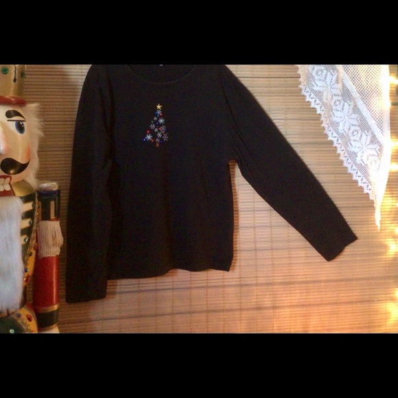 Christmas long sleeve tee with rhinestones tree - Picture 11 of 14